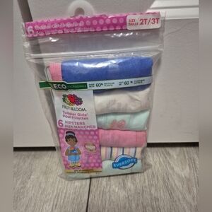 6 Fruit of the Loom Toddler Girls' Hipsters Underwear. 100% Cotton. Size 2T/3T